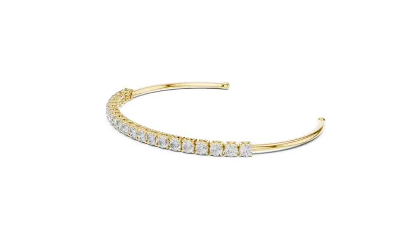 novafacet-elegant-3mm-round-diamond-bangle bracelet-yellow-gold-angle-1