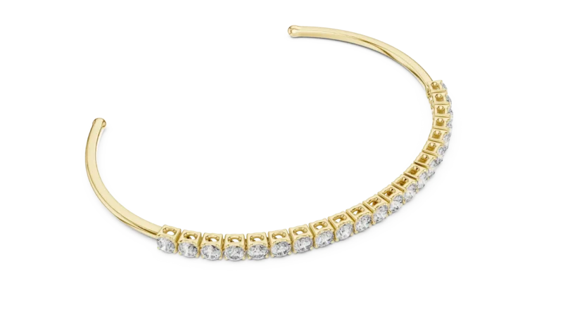 novafacet-elegant-3mm-round-diamond-bangle bracelet-yellow-gold-top