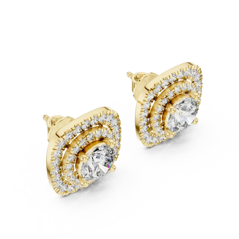 novafacet-triple-halo-round-diamond-stud-earrings-yellow-gold-side-angle
